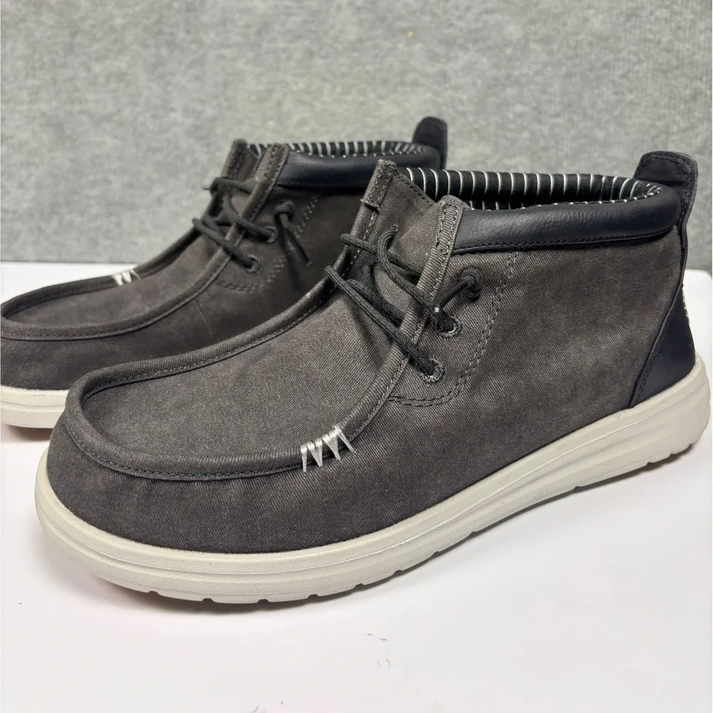 Hey Dude Wally Mid Grip Vin Classic Size 8 Black Oyster Black‎